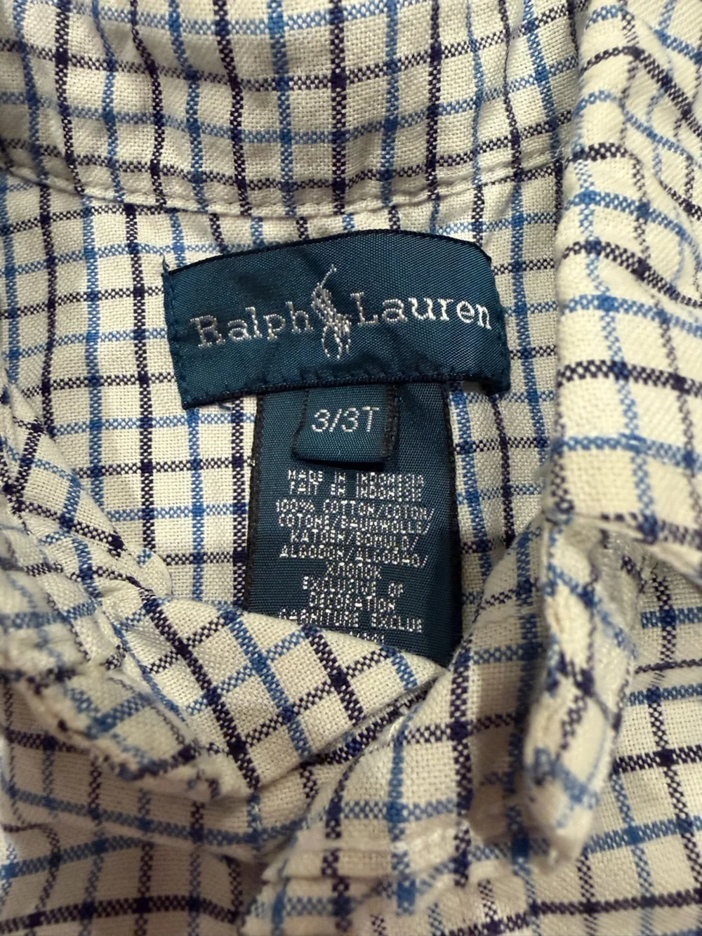 Ralph Lauren Little Boys Long-Sleeve Checked Plaid Poplin Shirt Size 3